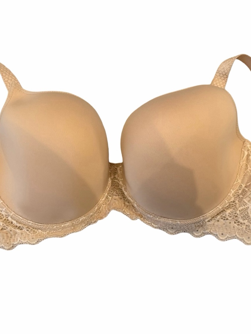 Simone Perele Beige Lace-Trim Molded Bra